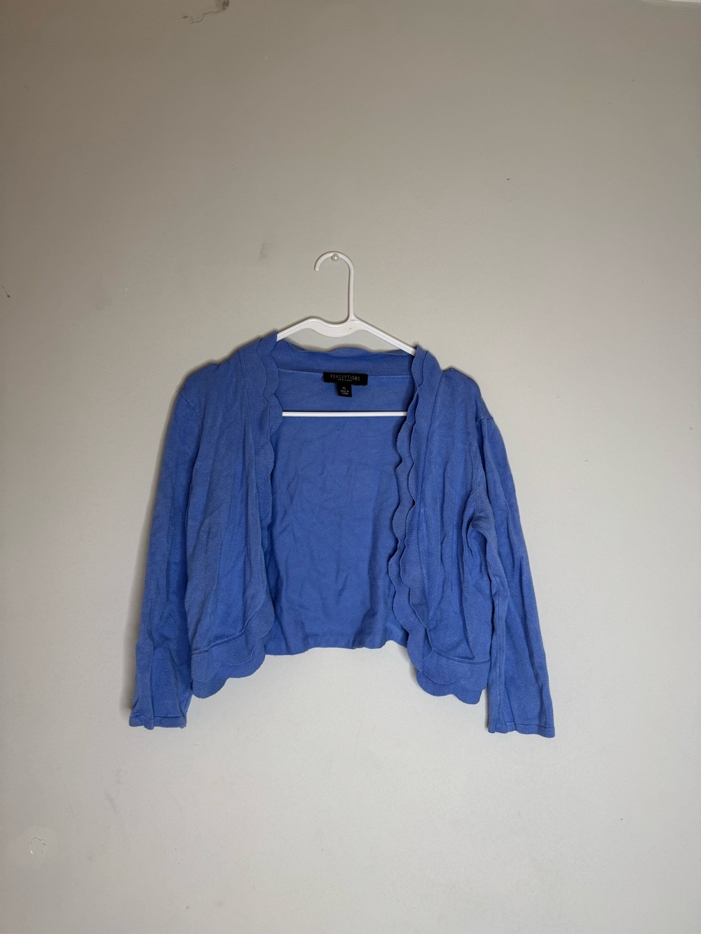 Blue Scalloped Open Cardigan
